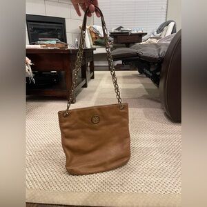 Tory Burch Frida Swingpack Leather Crossbody Bag Convertible Strap Camel